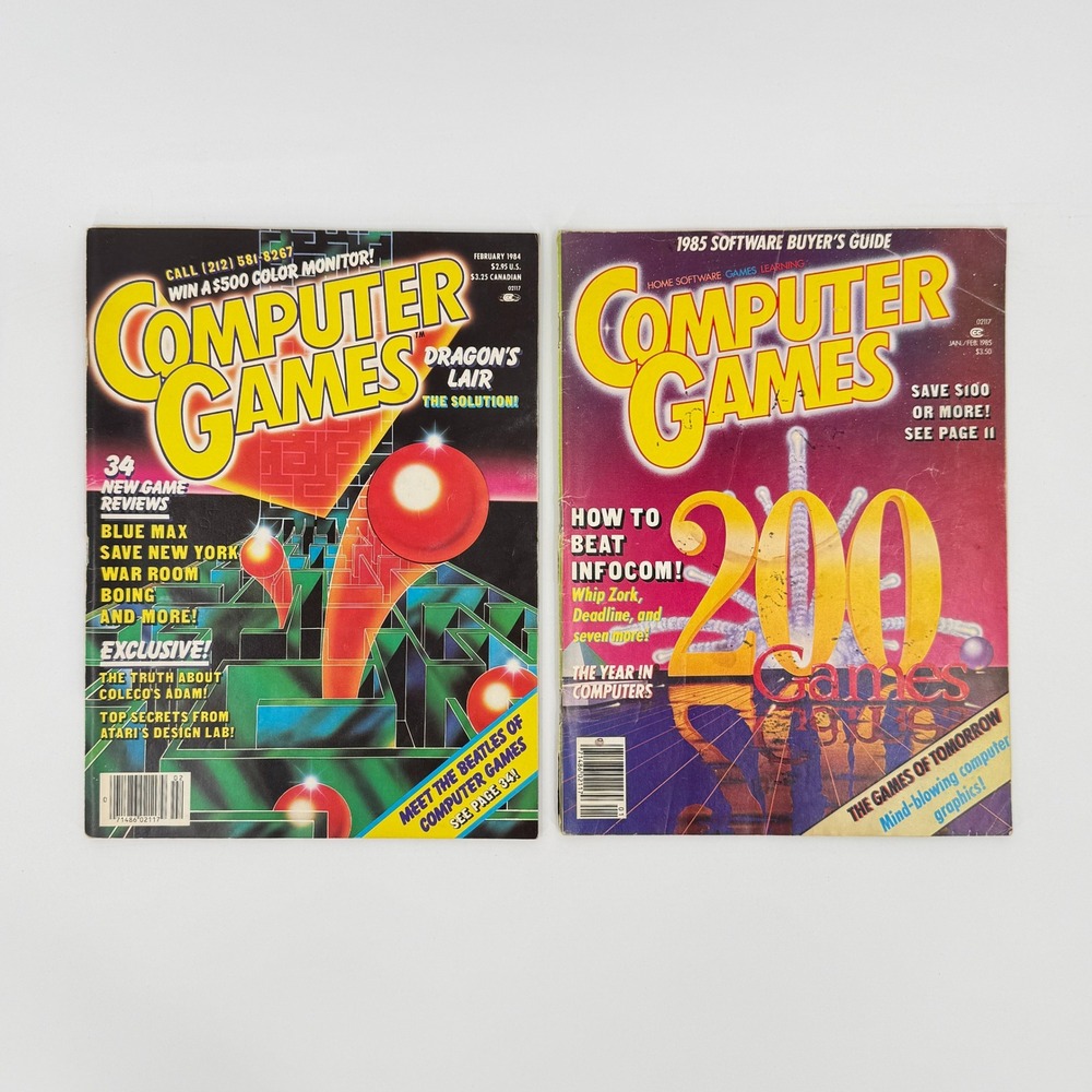 Computer Games Magazine Lot 1984 1985 Dragon's Lair Atari 200 Games Vintage